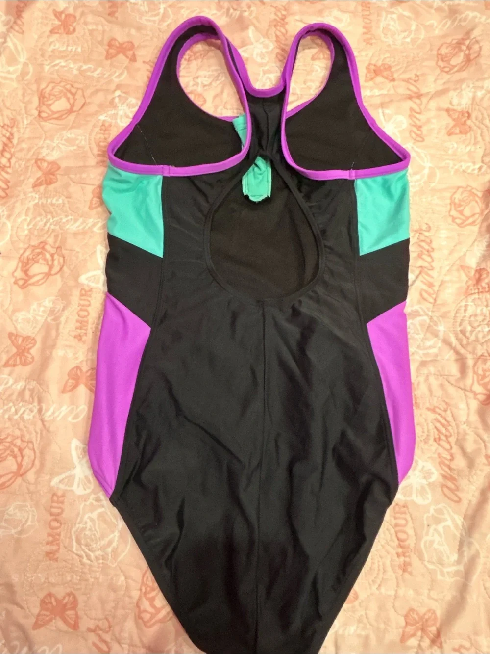 ZeroXposur Girls One-Piece Swimsuit Size 16 Black & Purple